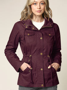 WJC643 Women's Casual Military Safari Anorak Jacket with Hoodie