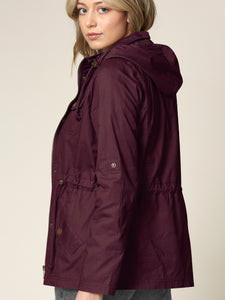 WJC643 Women's Casual Military Safari Anorak Jacket with Hoodie