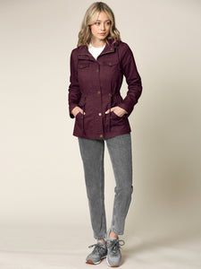 WJC643 Women's Casual Military Safari Anorak Jacket with Hoodie