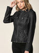 WJC663 Women's Removable Hooded Faux Leather Moto Biker Jacket