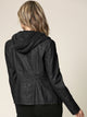 WJC663 Women's Removable Hooded Faux Leather Moto Biker Jacket