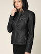 WJC663 Women's Removable Hooded Faux Leather Moto Biker Jacket