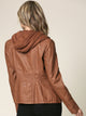 WJC663 Women's Removable Hooded Faux Leather Moto Biker Jacket
