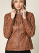 WJC663 Women's Removable Hooded Faux Leather Moto Biker Jacket