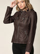 WJC663 Women's Removable Hooded Faux Leather Moto Biker Jacket