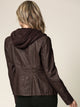 WJC663 Women's Removable Hooded Faux Leather Moto Biker Jacket