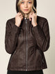 WJC663 Women's Removable Hooded Faux Leather Moto Biker Jacket