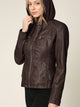 WJC663 Women's Removable Hooded Faux Leather Moto Biker Jacket