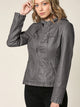 WJC663 Women's Removable Hooded Faux Leather Moto Biker Jacket