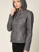 WJC663 Women's Removable Hooded Faux Leather Moto Biker Jacket