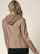 WJC663 Women's Removable Hooded Faux Leather Moto Biker Jacket