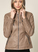 WJC663 Women's Removable Hooded Faux Leather Moto Biker Jacket