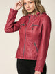 WJC663 Women's Removable Hooded Faux Leather Moto Biker Jacket
