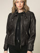 WJC664 Women's Faux Leather Motorcycle Jacket with Hoodie