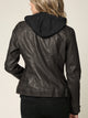 WJC664 Women's Faux Leather Motorcycle Jacket with Hoodie