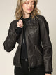 WJC664 Women's Faux Leather Motorcycle Jacket with Hoodie