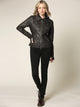 WJC664 Women's Faux Leather Motorcycle Jacket with Hoodie