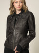 WJC664 Women's Faux Leather Motorcycle Jacket with Hoodie