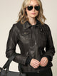 WJC664 Women's Faux Leather Motorcycle Jacket with Hoodie