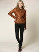 WJC664 Women's Faux Leather Motorcycle Jacket with Hoodie