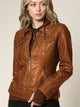 WJC664 Women's Faux Leather Motorcycle Jacket with Hoodie
