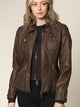 WJC664 Women's Faux Leather Motorcycle Jacket with Hoodie