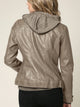 WJC664 Women's Faux Leather Motorcycle Jacket with Hoodie