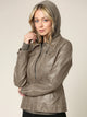 WJC664 Women's Faux Leather Motorcycle Jacket with Hoodie