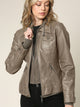 WJC664 Women's Faux Leather Motorcycle Jacket with Hoodie