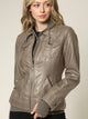 WJC664 Women's Faux Leather Motorcycle Jacket with Hoodie