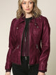 WJC664 Women's Faux Leather Motorcycle Jacket with Hoodie
