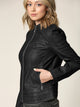 WJC746 Womens Faux Leather Zip Up Moto Biker Jacket with Stitching Detail