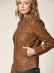 WJC746 Womens Faux Leather Zip Up Moto Biker Jacket with Stitching Detail