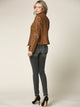 WJC746 Womens Faux Leather Zip Up Moto Biker Jacket with Stitching Detail