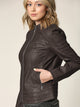 WJC746 Womens Faux Leather Zip Up Moto Biker Jacket with Stitching Detail