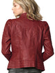 WJC746 Womens Faux Leather Zip Up Moto Biker Jacket with Stitching Detail