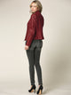 WJC746 Womens Faux Leather Zip Up Moto Biker Jacket with Stitching Detail