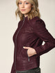 WJC746 Womens Faux Leather Zip Up Moto Biker Jacket with Stitching Detail