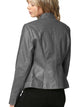 WJC747 Womens Faux Leather Zip Up Moto Biker Jacket with Side Stitching Detail