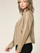 WJC747 Womens Faux Leather Zip Up Moto Biker Jacket with Side Stitching Detail