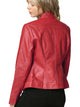 WJC747 Womens Faux Leather Zip Up Moto Biker Jacket with Side Stitching Detail