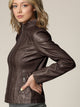 Womens Faux Leather Zip Up Moto Biker Jacket with Vertical Stitching Detail