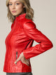 Womens Faux Leather Zip Up Moto Biker Jacket with Vertical Stitching Detail