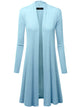 WSK1048 Womens Solid Long Sleeve Open Front Long Cardigan