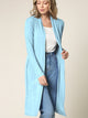 WSK1048 Womens Solid Long Sleeve Open Front Long Cardigan