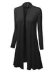 WSK1048 Womens Solid Long Sleeve Open Front Long Cardigan