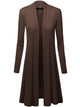WSK1048 Womens Solid Long Sleeve Open Front Long Cardigan