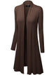WSK1048 Womens Solid Long Sleeve Open Front Long Cardigan