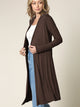 WSK1048 Womens Solid Long Sleeve Open Front Long Cardigan