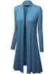 WSK1048 Womens Solid Long Sleeve Open Front Long Cardigan